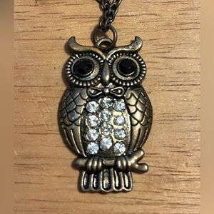 Antique Gold Owl Pendant Necklace